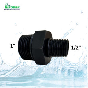 konektor filter air double nipple 1 inch ke 1/2 inch